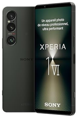Sony Xperia 1 VI Vert Kaki - 6.5 Pouces 19.5:9 FHD+ HDR OLED - Triple Objectif - Android 14 - Débloqué - 12GB RAM - 256GO - Double SIM Hybride, Extension Garantie 12 Mois Offerte [Exclusivité Amazon]