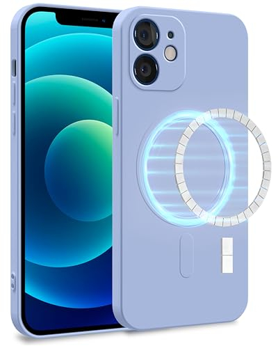 MyGadget Hülle für Apple iPhone 12 [ kompatibel mit MagSafe ] - Zweilagige Handyhülle mit Kameraschutz - Cover mit Innenfutter & Silikon außen - Hell Blau