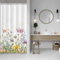 ASDCXZ Rideau de douche à fleurs, 120 x 200 cm, printemps, rose, jaune, violet, multicolore, fleurs, vert, feuilles, blanc, lavable, étroit, tissu polyester, imperméable, pour baignoire, avec 8