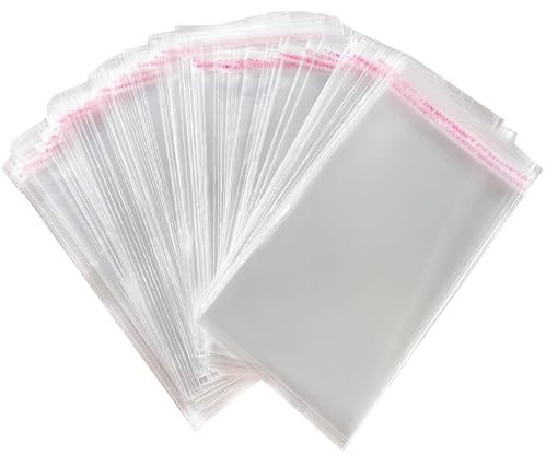 Zydiwo 400 Stück OPP Tütchen Selbstklebend Plastiktüten Cellophantüten Klein Flachbeutel Transparent Weihnachten Tüten Klar Zellophantüt (9 * 22cm)