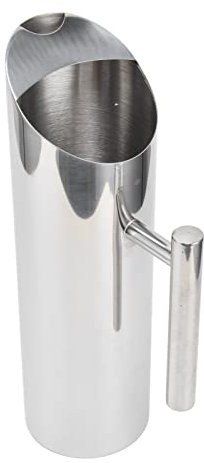 Hspemo Jarra de Acero Inoxidable Jarra de Metal Resistente Acero Inoxidable 304 de Gran Capacidad Mango Ergonómico Jarra de café Aerodinámica Resistente Al Calor (Recto 1,5 litros)