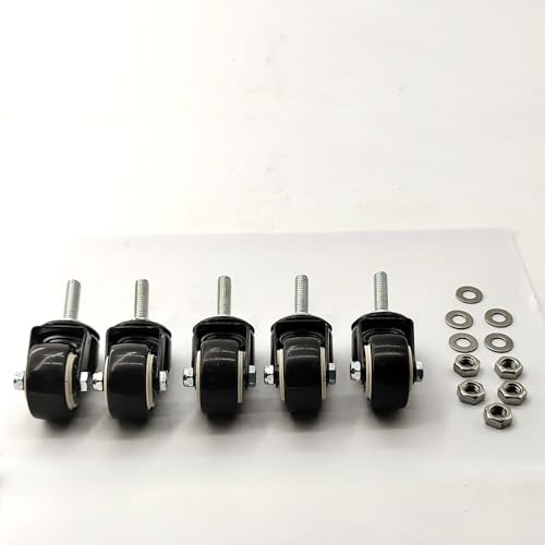 Rolle mit M8x25 Gewindestange und Distanzmutter, 1,5 Zoll, für Einkaufswagen, Trolleys, Werkbänke, Möbel (Ungebremste Räder, 5)