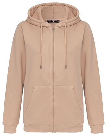 Redbridge Felpa con cappuccio Premium Basic con cerniera per tutti i giorni e il tempo libero, beige., M