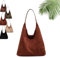2024 Wildledertaschen für Damen, Hobo-Tasche, braunes Leder, Geldbörse, Wildleder, Hobo-Umhängetasche, große Retro-Wildleder-Umhängetasche, Reisetasche, Einkaufstasche, braun