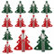 VEIYI Weihnachten Besteckhalter 12 Stück Weihnachtsbaum Besteckbeutel Hochwertiger Filz Bestecktasche für Messer Gabeln Löffel Schöne Weihnachten Tischdeko Rot+Grün Weihnachtsbaum