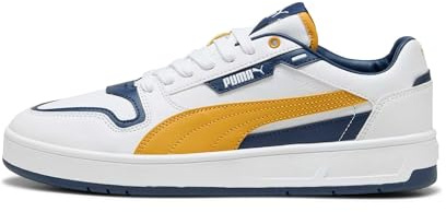 PUMA Unisex Court Classic Street Sneaker, White-Archive Gold-Persian Blue, 8.5 UK
