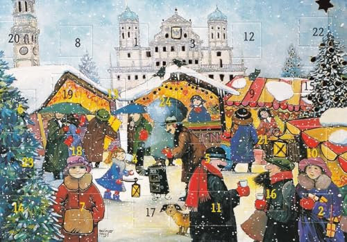 Nostalgische Adventskalenderkarte Augsburg Weihnachten Doppelkarte