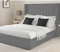 YB INTERIORS LTD Sleigh Bed Frame Upholstered Bed Frame With 125cm High Floor Standing Headboard wingback Bed Frame Without Storage (Grey, 6FT Super King Size)