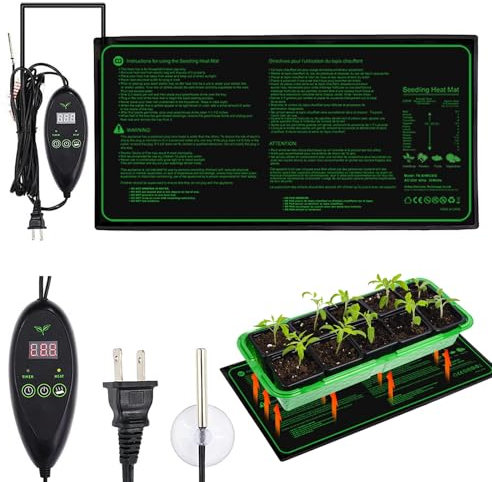RANJIMA 30W Heizmatte Pflanzen mit Thermostat, Heizkissen Amphibien Pet Mat Wärmer Bett Matte Sämlinge Heizmatte Wärmematte mit Thermostat und Timerfunktion für Sämlinge Terrarium Haustiere Reptilien