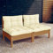 Iiaky 2-Sitzer-Gartensofa mit Creme Kissen Balkon Sofa Outdoor Sofa Lounge Sofa Balkon GartenmöBel Loungesofa Outdoor Massivholz Kiefer