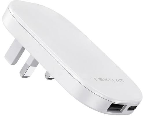 TEKRAT Slim 30W Dual USB-C Charger, Fast Charger with Foldable Plug, USB-C for iPhone 16/16 Pro Max, iPhone 15/15 Pro Max, Samsung Galaxy S24 / S23 / S22
