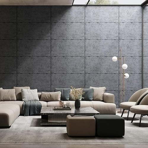 XLMING Carreau De Ciment Gris Vintage 3D Papier Peint Décoration Manger Adulte Intérieure Salon Canapé Chambre Fond TV Mur-430cm×300cm
