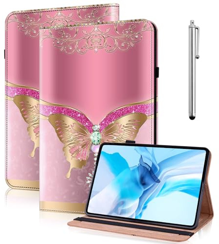 TUOLISG Case for Honor Pad X9a 11.5 Inch 2025, Slim PU Leather Book Cover with Multi Angle Viewing Stand Card Slot and Elasticized Closure for Honor Pad X9 Pro, Pink butterfly