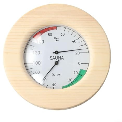 Gdfnmogo Thermomètre hygromètre en bois pour sauna, moniteur de température et d'humidité pour hammam, salle de bain, maison, atelier, outil de mesure