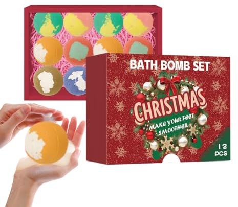 Badekugeln Advent | Weihnachtsöl Badesalz Kugeln Set | Feuchtigkeitsspendende Hautpflegeprodukte für Entspannung, Spa, Urlaub, Zuhause, Badezimmer, Salon, Hotel, Party, Geburtstag, Frauen