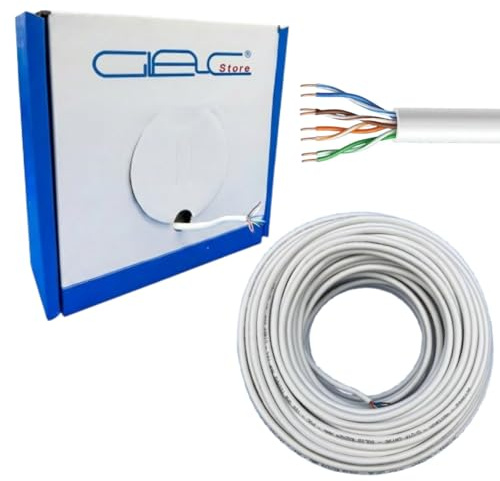 Glac Store Matassa LAN CAT.5E UTP, Cavo di Rete Ethernet Gigabit 10/100/1000, 8 Fili 24 AWG, CCA 0,5mm, Ideale per Streaming, Gaming, Videosorveglianza, 50/100/305 Metri (50m)