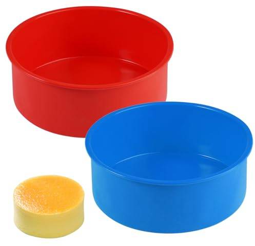 2 Pièces 6 Pouces Moule a Cake Silicone, 16 cm Sans Bpa Antiadhésif a Gateau Silicone Rond, Flexxible Moule à Manqué pour Fromage, Pain, Gâteau, Patisserie, Compatible avec Le Four et Le Micro-Ondes