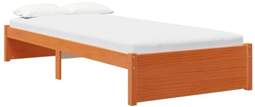 vidaXL Bettrahmen Massiv-Kiefer, Stylischer, robuster Holz-Bettrahmen, rechteckig, mit Latten, minimalistisch, funktionale Schlafzimmermöbel