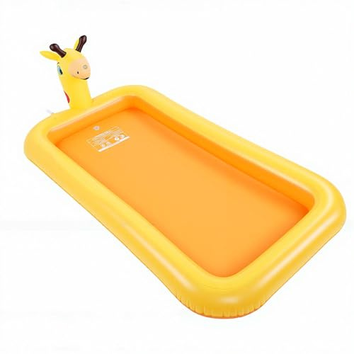PUSOKEI Piscina Gonfiabile per Bambini Piscina Spray in PVC Giallo Simpatico Cartone Animato per Giochi All'aperto nel Cortile (200x110x19 cm/78,7x43,3x7,5 pollici)
