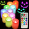 SWEETIME Multi Color Changing LED Flameless Votive Candles with Timer and Remote100+H Long Battery LifeRealistic Melt Edge Pillar tealight for Wedding Decor and Gifts(10 PCS of Ivory)