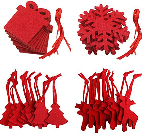 40 StüCk Filz WeihnachtsanhäNger, Christbaumanhänger Filz Weihnachtsbaum Rentier Schneeflocken Form mit Seile Weihnachten Weihnachtsbaum Anhänger weihnachtsbaum deko