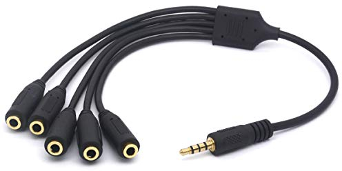 Tomost 3,5 mm TRRS maschio a 5 TRRS femmina stereo 4 poli splitter cavo convertitore per cuffie Extender