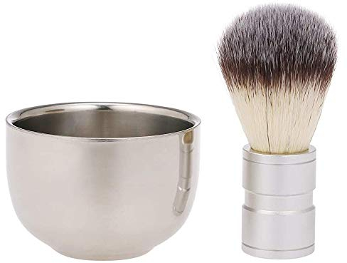 POFET Herren Rasierpinsel mit Seifenschale Creme Becher Friseursalon Herren Gesichts Bart Reinigungswerkzeuge Set tragbar und nützlich