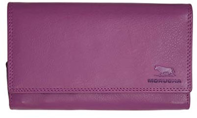 MORUCHA Women’s Clutch Wallet – Genuine Leather RFID Blocking Purse, Multi-Compartment Large Capacity Cardholder with Zipped Coin Sections – Gift Boxed – M90 (Fuchsia)