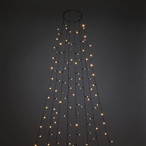 Konstsmide LED Baummantel mit Ring Ø 17, 8 Stränge à 70 bernsteinfarbene Dioden, gefrostet, vormontiert, mit Glimmereffekt, 8h Timer, schwarz, 24V, Aussen (IP44), schwarzes Kabel - 6399-810