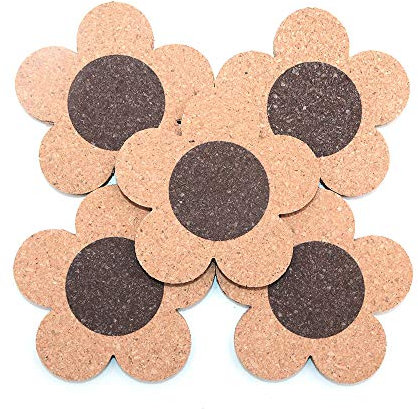Shiwaki 5Pcs Diamètre 4 sous-Verres en liège Protecteurs de Surface de manique Protège Les Meubles, Forme de Fleur résistant à la Chaleur et Absorbant l'humidité