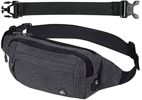 Waterfly Sac Banane Homme Femme: Étanche Unisexe Petite Sacoche Banane de Sport Ceinture allongée pour Randonnée Cyclisme Balade Ville Vacances Gris Foncé
