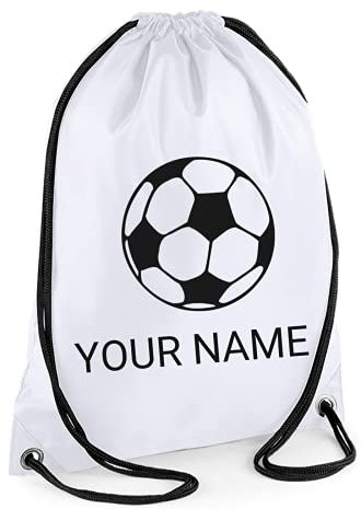 Be Buz Personalisierbarer PE-Beutel mit Kordelzug für Schule, Unisex, Schwimmen, Fitnessstudio, Tanz, wasserdicht, für Mädchen und Jungen (6 Farben), weiß, Unicorn