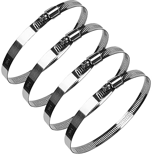 4pcs Jubilee Pipe Adjustable 304 Stainless Steel Hose Clips Set, Duct Clamps for Securing Hoses and Pipes Tube 118-140mm