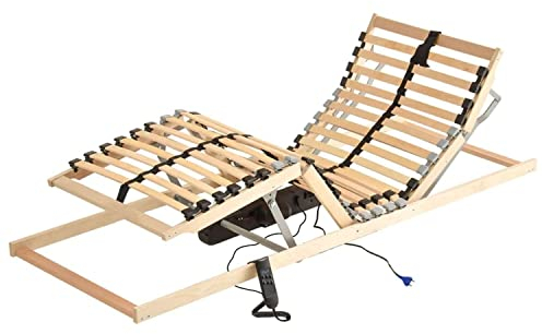 7 Zonen Lattenrost mit Motor 80x200 cm Kopf- & Fußteil elektrisch verstellbar Mittelgurt Härtegradeinstellung