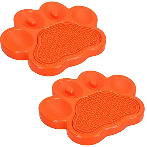 2PK Orange Paw Interactive Dog Slow Feeder & Lick Mat Dog Food Accessories