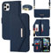 Cavor Case compatible with iPhone 11 Pro Phone Case With Strap,Crossbody Flip Leather Wallet Case,[5 Card Holder][Mirror][Magnetic],Lanyard Case Cover for women - Blue
