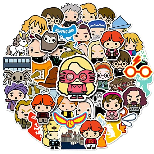 50 Pcs Potter Stickers for Laptop, Bumper, Skateboard, Water Bottles, Computer, Phone, Guitar, Cartoon Stickers for Kids Teens Adult