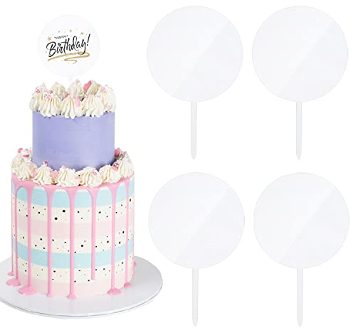 SUBTAVIK 4 Stück Leere Acryl-Kuchenaufsätze, runder Acryl-Kuchenaufsatz, Kuchenaufsatz, DIY-Geburtstagstortenaufsatz für Geburtstagsfeier, Hochzeitstorte, Dekorationszubehör