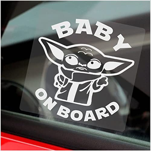 Platinum Place 1 x Baby on Board Grogu The Mandalorian Baby Yoda Aufkleber Vinyl Star Wars inspirierte Autofenster-Grafik 100 mm W/C
