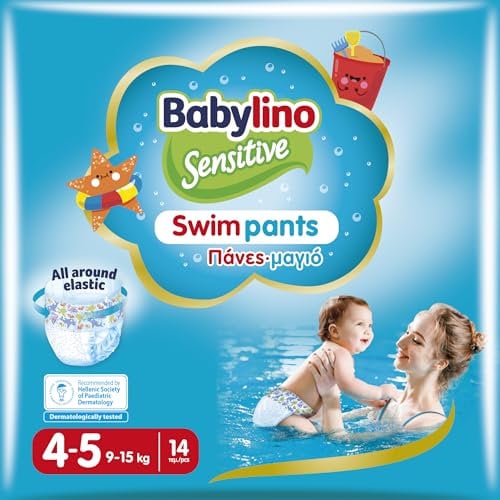 Babylino Sensitive SwimPants - Pañales de playa y piscina, talla 4-5 (9-15 kg), 14 unidades