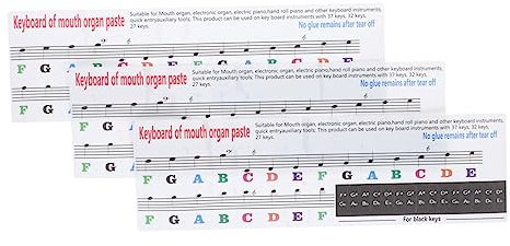 FUNOMOCYA 3pcs Melodica Practice Stickers for 32/37 Key Keyboards Partition Note Stickers Removable and Sturdy Easy Application for Novice Learning
