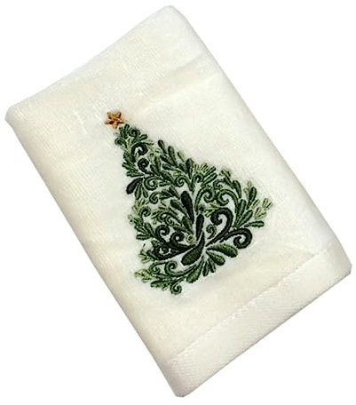 Zerodeko Serviette De Toilette en Coton Brodée avec Motif Sapin De Noël Douce pour La Peau Et Idéale pour Le Nettoyage du Visage