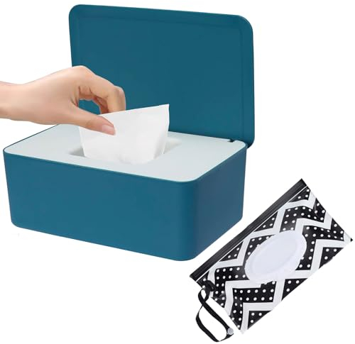 SEPSCO Boite Lingette Bebe et Sacs Lingettes Humides, Boîte Papier Toilette Humide avec Couvercle Distributeur Lingettes Accessoires Mouchoirs Rangement PP Boîtes Reutilisable pour Wc Voiture Maison