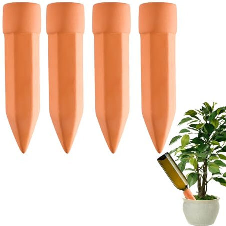 MKNZOME Lot de 4 Arrosage Bouteille, Cône D'arrosage pour Plantes en Terre Cuite, Systeme de l'eau Automatique Piquets d'irrigation Goutte À Goutte pour Plantes d'intérieur d'extérieur en Vacances#2