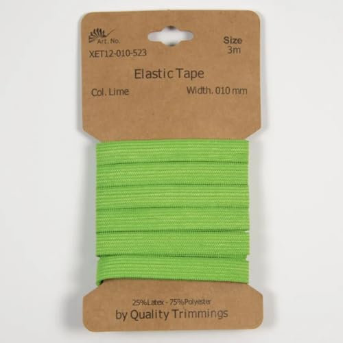 Gummiband | 3m-Karten | 10mm oder 20mm breit (Lime)