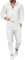 amropi Tute da Ginnastica Uomo Pullover Felpa con Cerniera e Jogging Pantaloni Sportiva Set Bianco, XXL