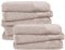 Pure Label 8-TLG. Badetücher Set mit Anhängeschlaufe aus 100% Baumwolle, saugstark, weich und Oeko-TEX Zertifiziert - 8 Badetücher aus Baumwolle 70x140 cm, Beige - Taupe