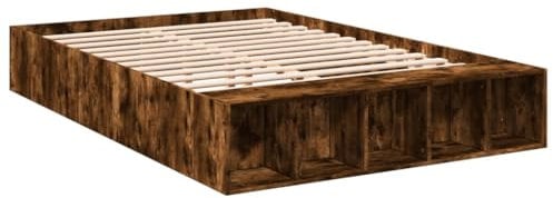 vidaXL Bettgestell, Bett mit Stauraum für Schlafzimmer, Bettrahmen mit Lattenrost, Schlafzimmerbett Doppelbett, Räuchereiche 120x200cm Holzwerkstoff