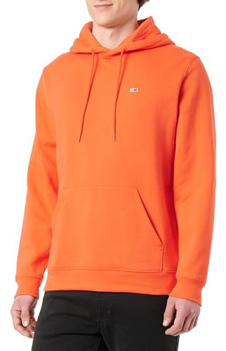 Tommy Jeans Sweat à Capuche Homme Regular Fit Flag Fleece avec Capuche, Orange (Bright Vermillion), L