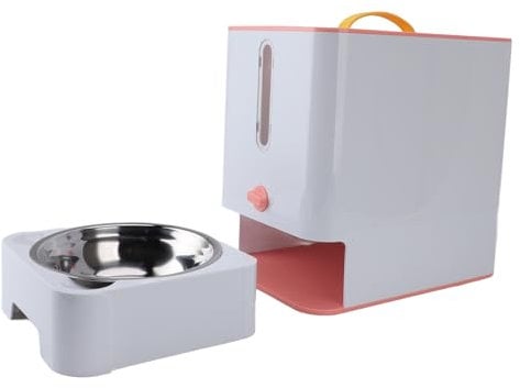 GLOGLOW Pet Feeder Station, Dog Food Storage Container with Cabinet Stainless Steel Bowl Bowl Pet Food Storage Bin for Dog Cat Bird and Other Pet (Pink)
